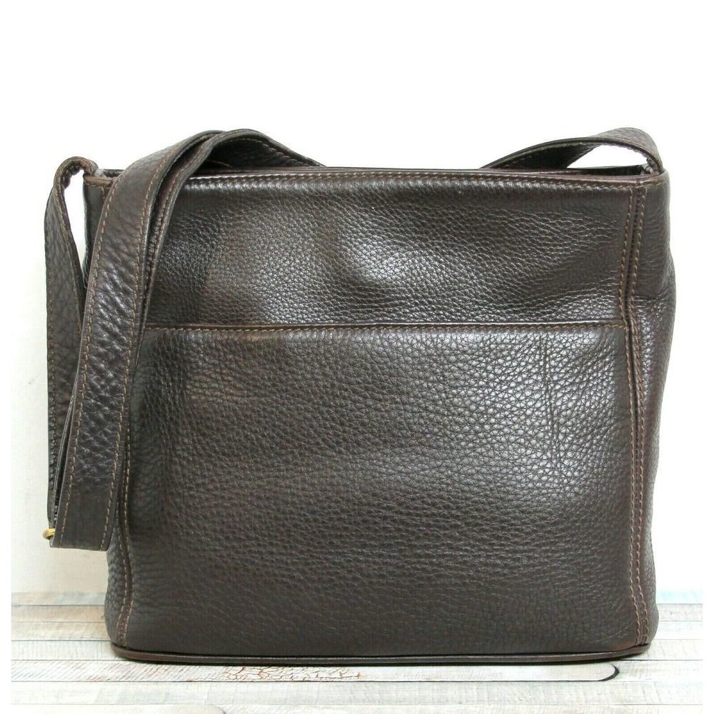 Coach Dark Brown Pebbled Leather Shoulder Bag